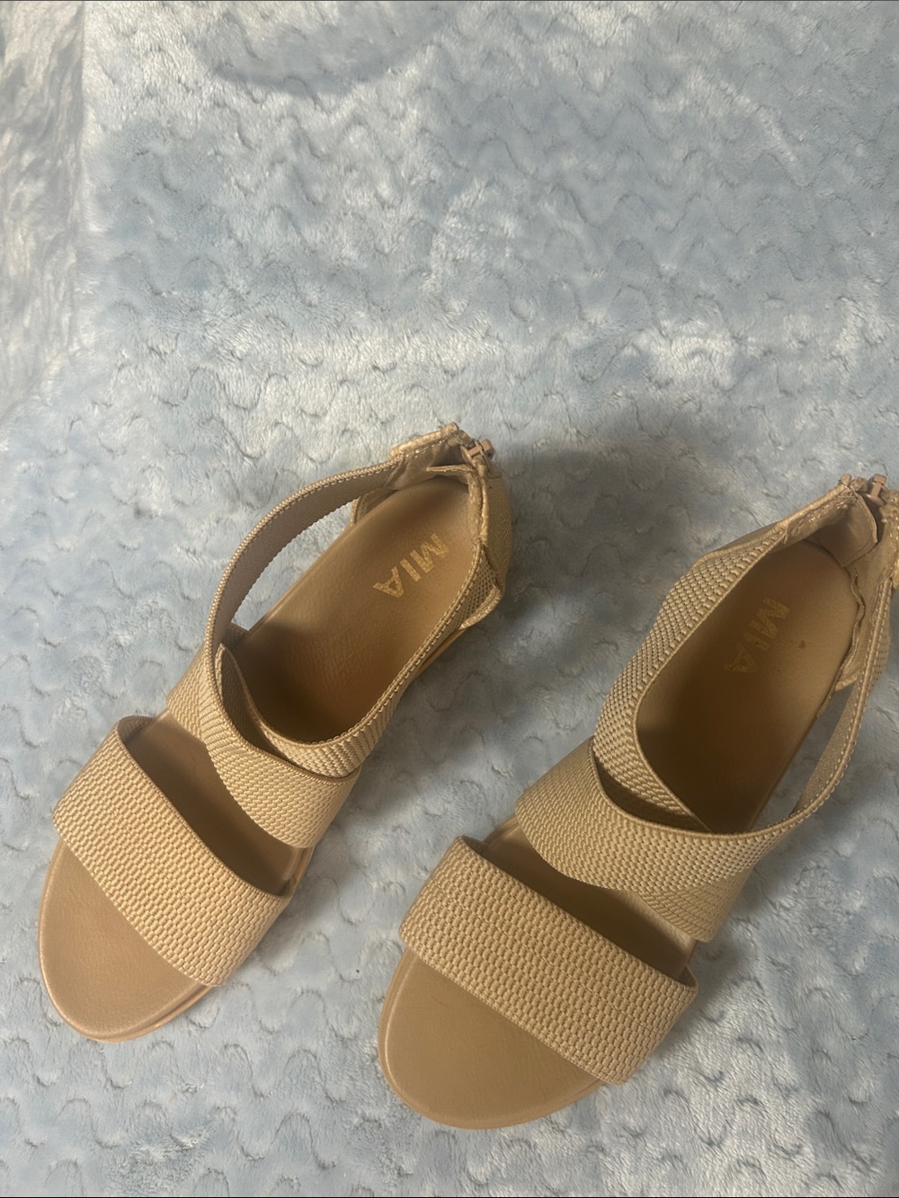 MIA Beige/Tan Elastic Strap Sandals